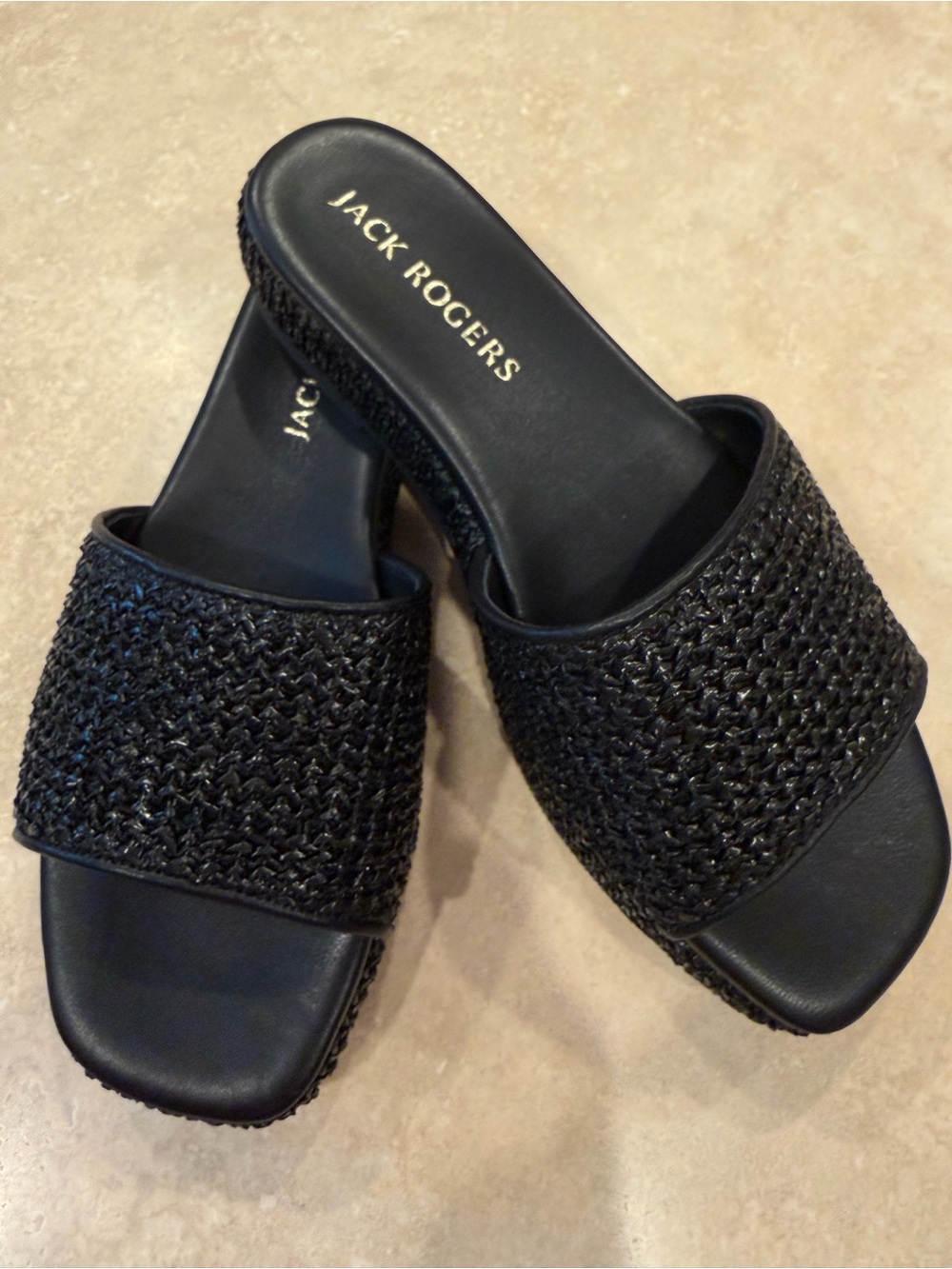 NEW IN BOX - Jack Rogers Black Braided Slide Mules